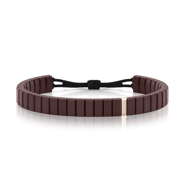 bracelet cordon diamant(s)  naturel(s) de mine extra blanc or rose ceramique salted butter