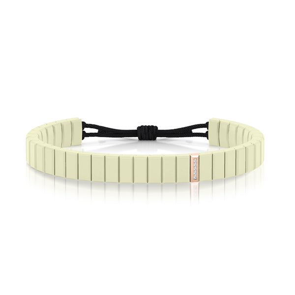 bracelet cordon diamant(s)  naturel(s) de mine extra blanc or rose ceramique salted butter