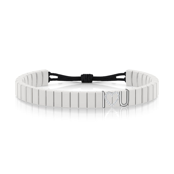 bracelet cordon diamant(s)  naturel(s) de mine extra blanc argent ceramique salted butter