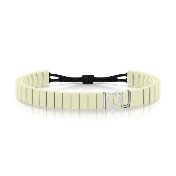bracelet cordon diamant(s)  naturel(s) de mine extra blanc argent ceramique salted butter